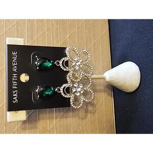 Saks Fifth Avenue Green Crystal Flower Earrings